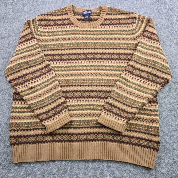 Vintage Lands End Fair Isle Sweater Mens Sz XL - Picture 3 of 10